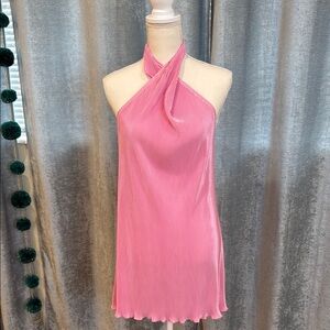 Elegant Pink Halter Dress